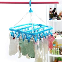 Topzon Drip Hanger - Household 32 Clips Folding Clothes Hanger Dryer Socks Underwear Drying Rack