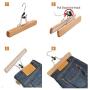 JS HANGER Natural Solid Wooden Collection Slack Hanger, Wood Skirt Hangers, Natural Polished, Set of 12