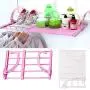 Unionm Multi-Functional Hanging Shelf, Folding Drying Rack Outdoor Portable Clothes Hanger Balcony Laundry Dryer Airer (Pink)