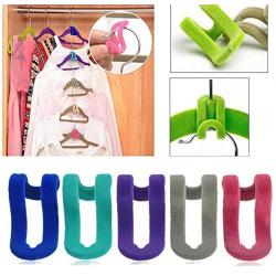 20pcs Mini Flocking Clothes Hanger Home Easy Hook Closet Organizer Hanging Hook Random Color