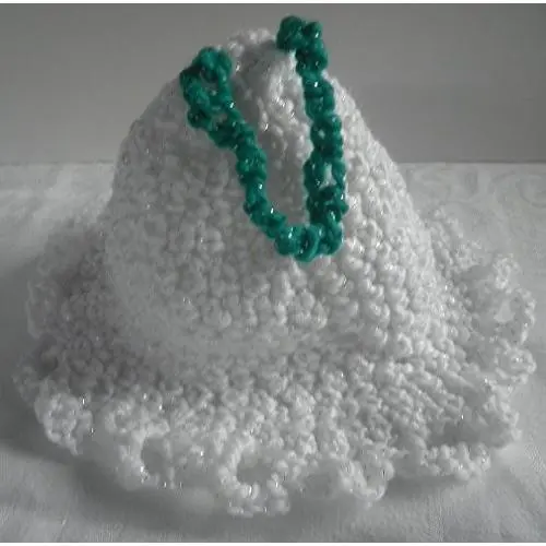 Bells-Crocheted White Bell with Green Hanger