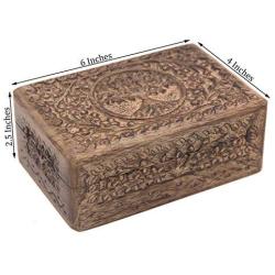 KayJayStyles Hand Carved Tree of Life Wooden Storage Boxes (Medium, Tree of Life)