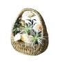 Simple Portable Straw Woven Flower Arrangement Flower Basket Rattan Handmade Flower Pot Creative Succulent Flower Pot Hanger for Mothers Day
