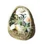 Simple Portable Straw Woven Flower Arrangement Flower Basket Rattan Handmade Flower Pot Creative Succulent Flower Pot Hanger for Mothers Day