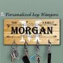 Monogram Personalized Key Holder Custom Wood Key Hanger For Wall Housewarming Gift, Anniversary Gift Last name key rack Family custom key hanger Wedding gift wall key holder