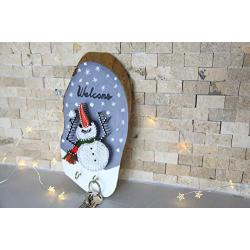 Snowman Key Holder - Wall Mounted Key Holder - String Art Wooden Key Hanger - Wall Decor