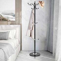 Tangkula 70" Metal Coat Tree, Coat Racks with 15 Hooks, Hat Jacket Stand Tree Holder Hanger Rack w/Marble Base (Black)