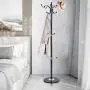 Tangkula 70" Metal Coat Tree, Coat Racks with 15 Hooks, Hat Jacket Stand Tree Holder Hanger Rack w/Marble Base (Black)