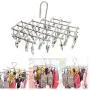2pcs Clothes Hanger Folding Drying Rack Windproof Stainless Steel 35 Pegs Clip Hook for Socks Underwear Gloves Decoration 2pcs Clothes Hanger Folding Drying Rack Windproof Stainless Steel 35 Pegs Clip Hook for Socks Underwear Gloves Decoration