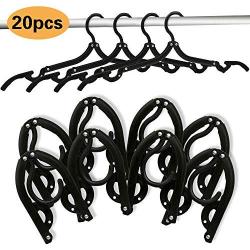 mengwoha 20 pcs Travel Hangers Folding Hangers Portable Folding Hangers Travel Acccessories Foldable Hangers Collapsible Clothes Hangers Space Saving for Clothes (20 pcs with 12 Clips)