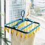 YOYOHOT 1 Pc Clothes Hanger Clothespin Drying Rack Holder Wardrobe with 32 Clips Folding Hanger Rack