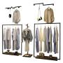 Modern Clothing Rack Customized Garment Display Rack With wood Board Floor-Standing Hangers Clothes Shelves for Showroom Retail Store Black Gold