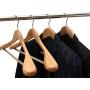 meqution Coat Hanger 8-Pack, Wood Hangers Trouser Hangers Extra Wide Shoulder Wooden Hangers for Heavy Coat, Sweater, Skirt, Suit, Pants, Retro Finish (Natural Finish)