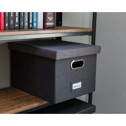 Internet's Best Collapsible File Storage Organizer Box with Lid - Decorative Linen Hanging Filing & Storage Office Box - LetterLegal - Strong Durable