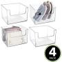 mDesign Plastic Open Front Closet Home Storage Organizer Bin Boxes Container - for Bedroom, Cube Furniture Shelving Units - Holds Mens, Womens, Kids Clothing, Accessories - 12" Wide - 4 Pack - Clear