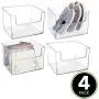 mDesign Plastic Open Front Closet Home Storage Organizer Bin Boxes Container - for Bedroom, Cube Furniture Shelving Units - Holds Mens, Womens, Kids Clothing, Accessories - 12&quot Wide - 4 Pack - Clear