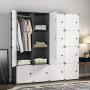 MAGINELS Portable Closet Clothes Wardrobe Bedroom Armoire Storage Organizer with Doors - 14&quotx18" Cube (White Door, White Door 16-Cube)
