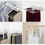 5pcs Random Color 5 in 1 Clothes Hangers Multi-Functional Pants Storage Rack Adjustable Stainless Steel Wardrobe Pants Shelves