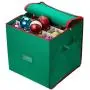 Christmas Ornament Storage - Stores up to 64 Holiday Ornaments, Adjustable Dividers, Zippered Closure with Two Handles. Attractive Storage Boxes Keeps Holiday Decorations Clean and Dry for Next Season.