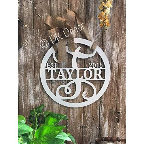 Personalized Last Name Door Hanger 18 inch ACM Metal Sign Monogram Gifts For Women Monogram Door Wreath Established Family Sign Initial Door Hanger QUICK SHIPPING