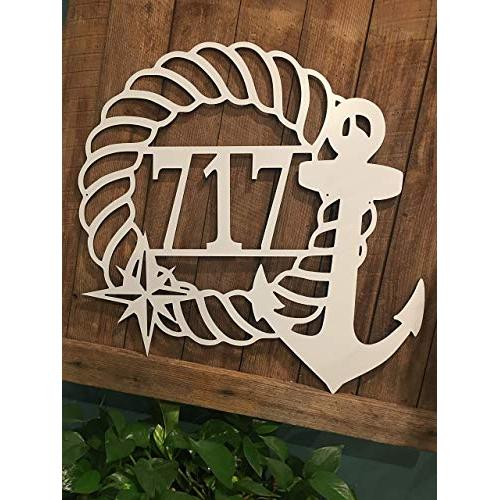 Personalized Nautical Address Door Hanger 24 inch ACM Metal Beach House Sign Lake House Number Sign Beach House Decoration House Number Sign Beach Sign Nautical Sign Lake House Decor QUICK SHIPPING