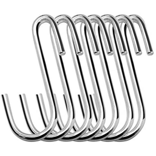 20 Pack Heavy Duty S Hooks Stainless Steel S Shaped Hooks Hanging Hangers for Kitchenware Spoons Pans Pots Utensils Clothes Bags Towers Tools Plants (Silver)