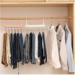 2pcs Random Color Clothes Pants Hangers Multi-Function Storage Rack Closet Space Saving Foldable Scarf Storage Rack Hangers for Clothes