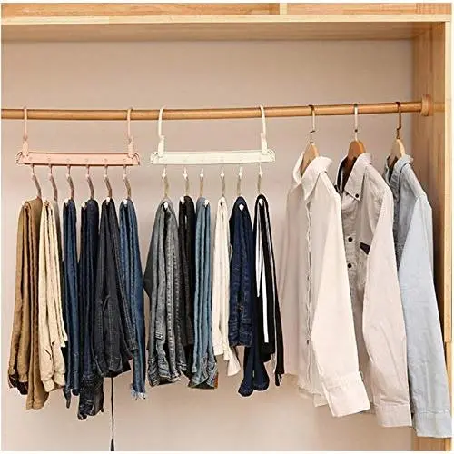 2pcs Random Color Clothes Pants Hangers Multi-Function Storage Rack Closet Space Saving Foldable Scarf Storage Rack Hangers for Clothes