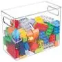 mDesign Plastic Toy Boxes Storage Organizer Tote Bin with Handles for Child/Kids Bedroom, Toy Room, Playroom - Holds Action Figures, Crayons, Building Blocks, Crafts - 4 Pack - Clear