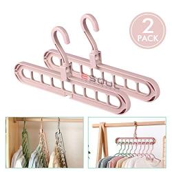 2 Pack Clothes Hangers Space Save Closet Organize Plastic Hanger Suit Pants Coat Skirt (2pink)