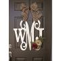 Custom Monogram Letter Wooden Door Hanger Wreath with flowers