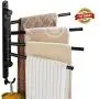 MDtool Wall Mounted Swing Out Towel Bar Oil Rubbed Bronze Bath Towel Rack 4 Arm Bathroom Swivel Towel Hanger Folding Bathrobe Storage Organizer Space-Saving Bath Towel Holder with Hooks & Screws