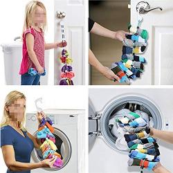 Socks Storage Organizer Sock Adjustable Non Slip Hanging Rope Hook Clips Sock Cleaning Aid Tool Socks Drying Hanger Clothesline,Black