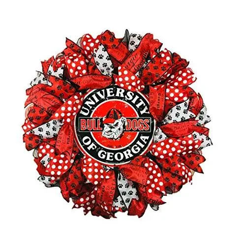 Georgia Bulldog Deco Mesh Wreath, Handcrafted, 24 Inches
