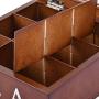 Fonture Wood Tea Store Box, Teabag Storage 9 Compartments Wooden Tea Boxes Hinged Glass Lid Tea Organizer-Brown