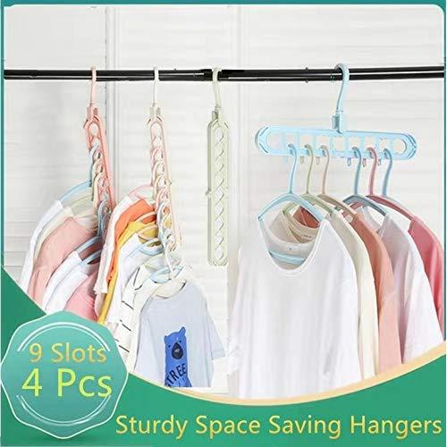 Clothes Hangers Space Saving 4 Packs Hanger Organizer Magic Space Saver Hangers Sturdy Plastic Cascading Hangers Smart Closet Organization for Home, College Dorm Room