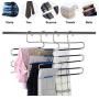 Peilinc 8 Pack Pants Hangers S-Shaped, Stainless Steel Pant Hangers 5 Layers Hangers Closet Space Saver for Jeans Scarf Tie Clothes