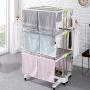 3 Tier Clothes Airer - Stainless Steel Drying Rack Fold-able Rolling Clothes Laundry Dryer Hanger Shoe Rack Adjustable Dry Rail Hanger with Wings and Portable Top Bar