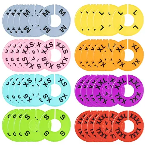 Juvale 80-Pack Round Hanger Size Dividers for Clothing Racks, Home, and Closet, Size XXS to XXXL
