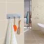 LANMOK 4 Pcs Self Adhesive Plastic Hook Rack Wall Mounted Hanger Bath Towel Holder with 3 Hooks Hat Bathrobe Coat Hooks for Bathroom Kitchen Lavatory