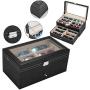 Leather 12 Piece Eyeglasses Storage and Sunglass Glasses Display Drawer Lockable Case Storage Boxes Organizer Black Leather 12 Piece Eyeglasses Storage and Sunglass Glasses Display Drawer Lockable Case Storage Boxes Organizer Black