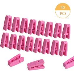 Ira Pollitt 40 Plastic Clothes Hangers Clips,Strong Pinch Grip Clips Multi-Purpose Finger Clips Set Clothes Hanger for Coat Hanger Pants Hangers,Use with Slim-line Clothes Hangers (Pink)