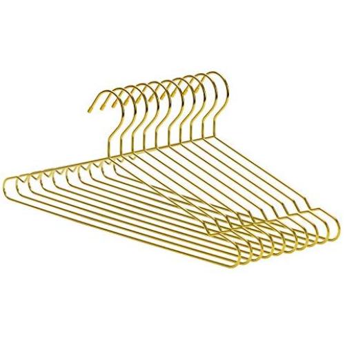 Nature Smile 45CM Mens Heavy Duty Metal Hangers, Space Saving Wire Hangers, Metal Clothes Hangers, Coat Hanger, Standard Suit Hangers Ideal for Everyday Use, 10 Pack, Gold