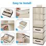 Magicfly 6-Shelf Hanging Closet Organizer with Drawers(1 Drawer with Divider & 1 Underwear Drawer), Foldable Clothes Hanging Shelf for Sweater, Bra, Socks, 44.9 X 13 X11.4 Inch, Beige