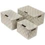 Sorbus Storage Boxes Woven Basket Bin Container Tote Cube Organizer Set Stackable Storage Basket Woven Strap Shelf Organizer Built-in Carry Handles (Beige)