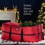 Extra Wide Opening Christmas Tree Storage Bag - Fits Up To 9 ft. Tall Artificial Disassembled Trees, Durable Straps & Reinforced Handles - Holiday Xmas, 600D Oxford Duffle Bag - 5 Year Warranty, Red