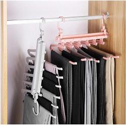 2pcs Random Color Pants Hangers Holders Multifunction Trousers Hanger Tie Scarfs Belt Towel Non-Slip Magic Hanger Storage Rack Clothes Hanger