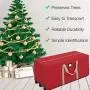 ProPik Holiday Rolling Tree Storage Bag, Extra Large Heavy Duty Storage Container, 25" Height X 20" Wide X 60" Long with Wheels & Handles Fits Up to 9 Foot Tall Disassembled Trees 600D Oxford (Red)