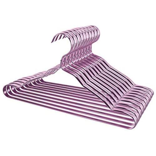 AOOSY Metal Clothes Hangers, 20 Pack Lightweight Aluminum Hangers with Non-Slip Design Space Saving Coat Suit Shirts Pants Hanger for Bedroom Closet Great (Purple)