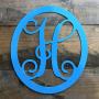 Metal Monogram Letter, Monogram Wreath, Door Hanger Monogram, Metal Monogram Letter, Oval Monogramed Wreath, Wall Art